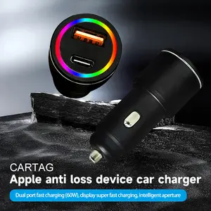 Mini Car Charger with Dual USB Ports, Fast Charging, Compact Design, GPS Tracker Compatible with Find My App, Smart Safe Charging – Father’s Day Gift