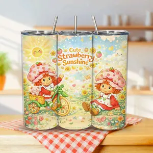 Strawberry Shortcake Sunflower Garden 20oz Tumbler Insulated Bottle All day use.