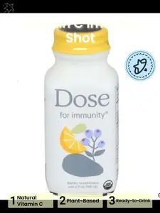 Dose For Immunity 2 oz Liquid Supplement Shot, Vitamin C, Zinc & Ginger, Plant Based, Vegan, Gluten Free