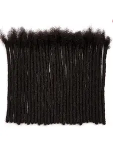 30 Black Strands Loc Extensions Human Hair | 0.6cm Width, Deep Wave Curl, Unisex-Adult, Soft Dreads, Can Be Dyed