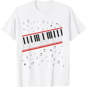 Michael Jackson Beat It Cotton T-Shirt Featuring Piano and Music Notes for Unisex Style
