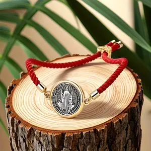 2Pcs Handmade Nylon Bracelets - Adjustable Saint Benedict Medal Bracelets for Men & Women, Ideal Gift for New Year, Birthday, Christmas