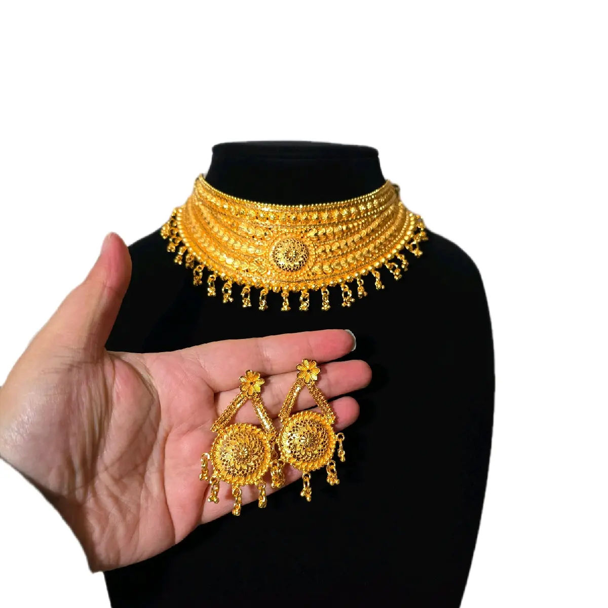 Traditional Nepali Indian Choker Earrings Set for Women