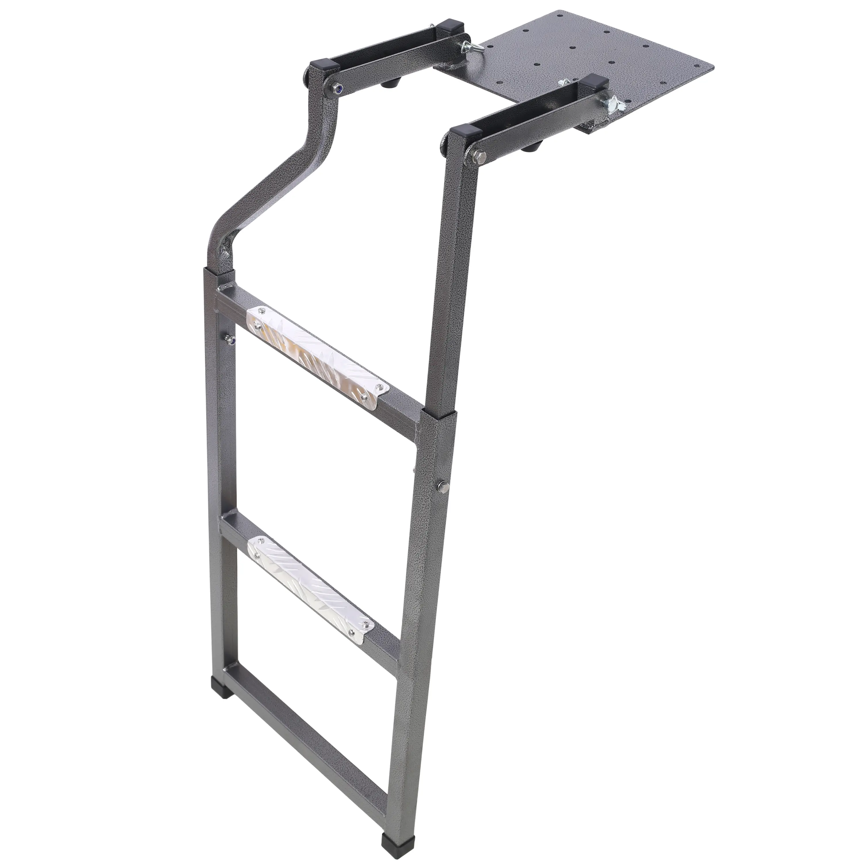 Hardware Pickup Truck Tailgate Ladder - Universal Fit Stainless Steel Self Drilling Hex Screws for Easy Install Durable Aluminum Step Grip Plates and Sturdy Rubber Ladder Feet