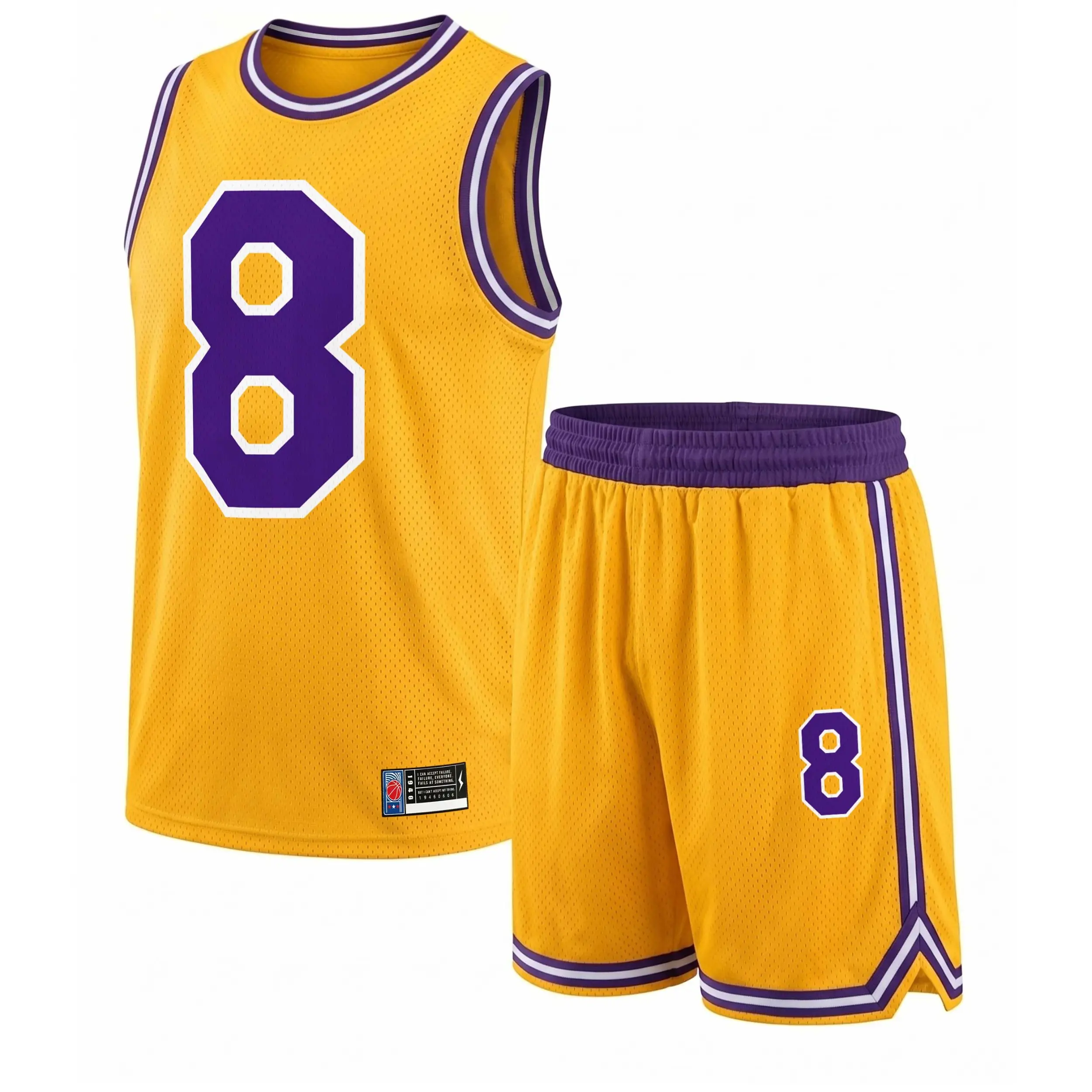 Men's Basketball Jersey Set - Breathable Round Neck Sportswear Clothing, Sleeveless Training Top & Uniform with '8' Graphic, Stylish Team Outfit for Basketball, Gym, All-Season Comfortable Athletic Apparel