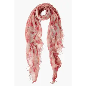 Cashmere and Silk Scarf Mauve French Floral