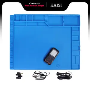 Kaisi Large Anti Static Soldering Mat with Grounding Kit, Heat Resistant Silicone Magnetic ESD Pad for PC, Laptop, Phone & Electronics Repair 21.6"x16.9"