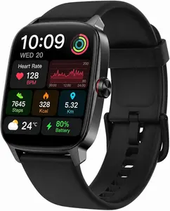 Smart Watch for Men Women, 1.85" HD Touch Screen Smartwatch with Bluetooth Answer/Make Calls, Fitness Tracker Compatible with iPhone Samsung Android iOS Black Wearable Smartphone Wristwatch