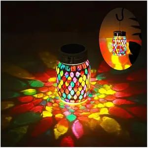 Mosaic Lights Outdoor Hanging Lanterns, Rechargeable Mosaic Solar Lanterns, Outdoor  Solar Night Lights Table Lamps for Decorations