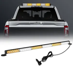 38 Inch Emergency Light Bar 36 LED Traffic Advisor Strobe Lights Bar for Construction Vehicles Installed In Tow Roof Rear Head (Amber White)