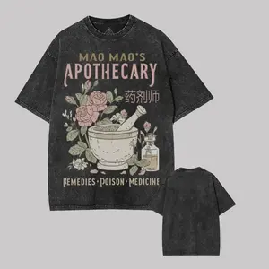 Cute Apothecary Poisons Vintage Washed Graphic Tee Unisex Heavyweight Soft Cotton T-Shirt, Kawaii T-Shirts, Japanese Graphic Tees, Anime Shirt, Apothecary Diaries, Mao Mao Streetwear Tshirt