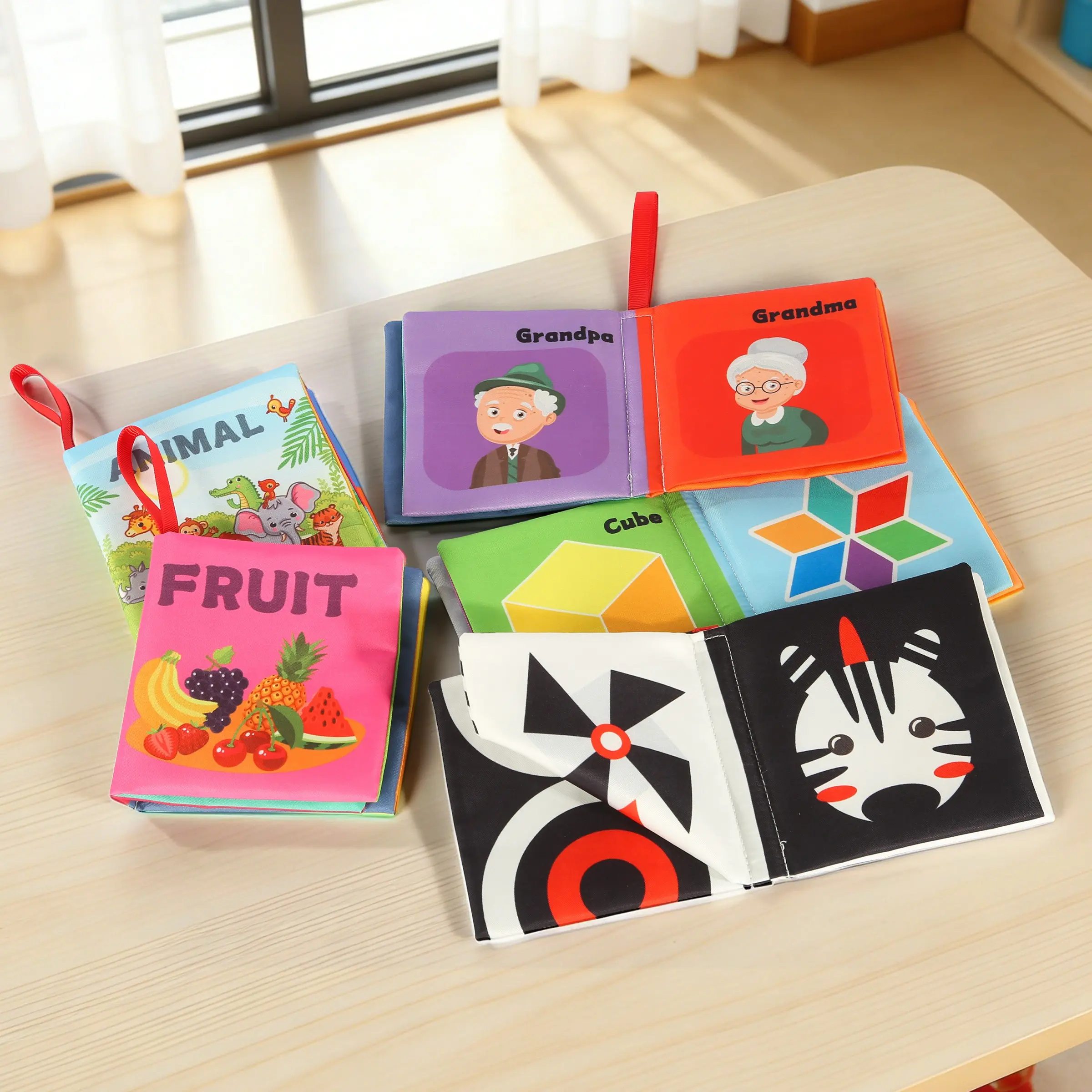 6-Piece Baby Sensory Early Education Toy Book Set, Activity Book, Interactive Learning Cloth Books for Infants, Unisex Gift for Cognitive Development
