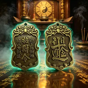 Wealth Summoning Token | Five Gods of Wealth Bring Fortune from All Directions, Earn Gold by the Bushel Every Day, Tiger Head Talisman – Taoist Energy Ritual Implement
