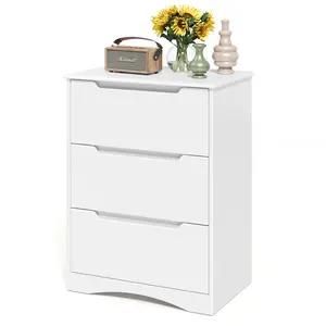 Gizoon 3 Drawers Chest, Bedroom Drawer Dresser with Large Storage Capacity, Embedded Handle, and Sturdy Anti-Tripping Device, Modern Design Cabinet for Hallway, Office, Living Room (White)