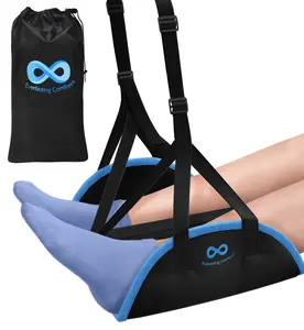 Everlasting Comfort Airplane Foot Hammock - Memory Foam Foot Rest for Plane Travel - Desk & Car - Airplane Travel Essentials Foot Hammock