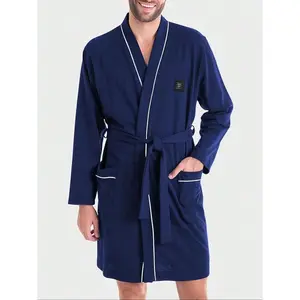 Men’s open-waistband long robe, casual loose long-sleeve bathrobe, unisex winter pajamas, comfortable-fit pajamas