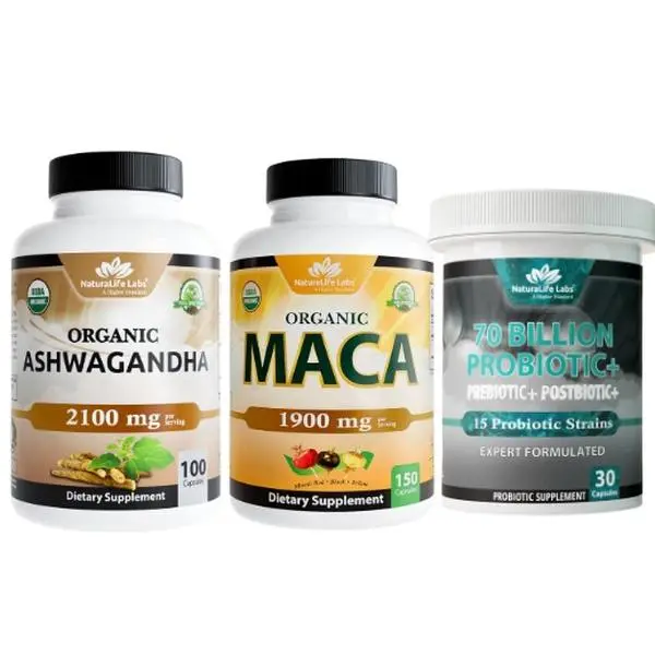 Balanced Wellness：Maca&Ashwagandha&Probiotics 70 Billion CFU