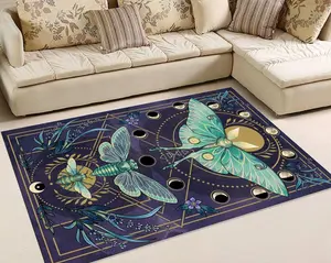 Butterfly Rug, Luna Moth Rug, Moth Decor Rug, Living Room Rug, The Phases of The Moon, Kitchen Animal Home Décor