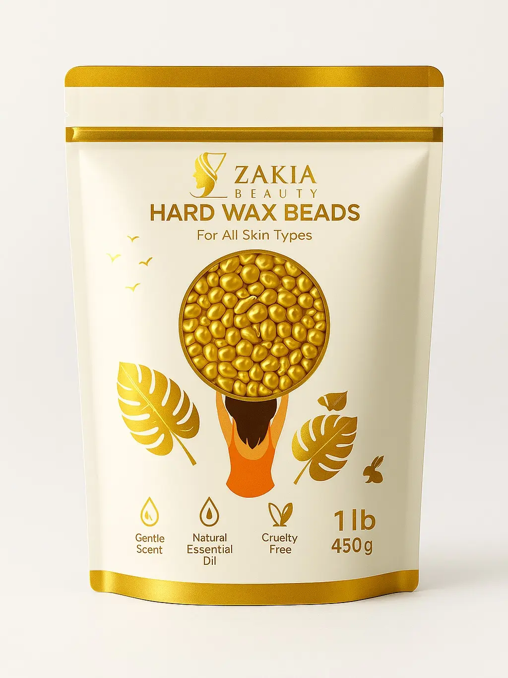 Zakia Beauty Luxury Lavender Scent Hair Removal Wax Beads - 1 LB Golden Wax Beads, Body Care Product for All Skin Types, Quick Smooth Effect pho fay