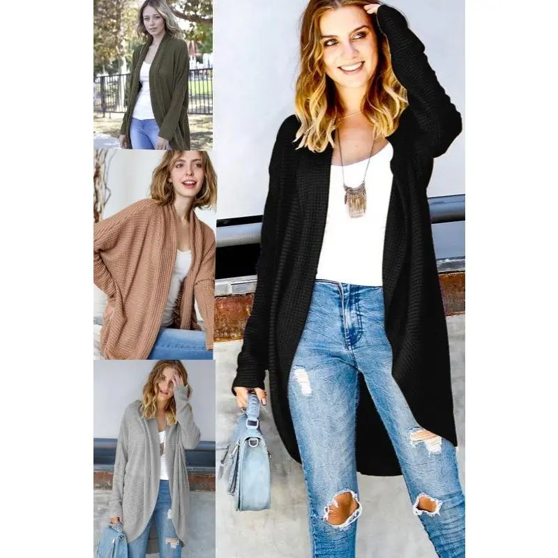 My Story Dolman Waffle Cocoon Cardigan - 5 Colors