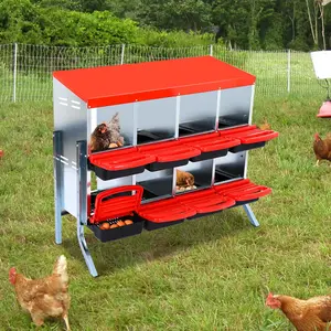 8-Hole Poultry Nesting Box with Bracket & Egg Collection Tray, Chicken Laying Box with Ventilation Design for Hens & Ducks, Ideal for Backyard Coops