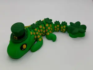 Lucky Baby St. Patrick’s Day Articulated Dragon – 3D Printed – Shamrock & Gold Edition!