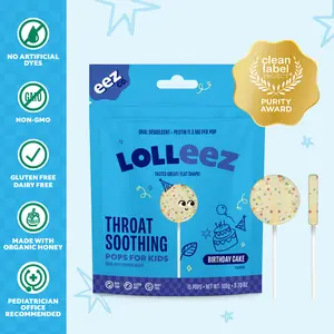 Lolleez Throat Soothing Pops for Kids, Birthday Cake