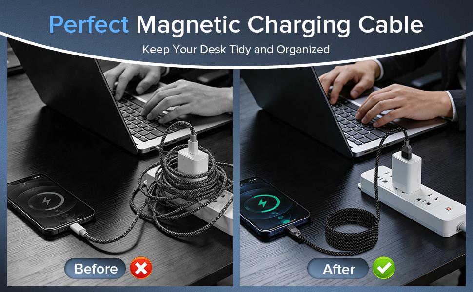 【2026 UPGRATED】Czlife Pro USB-C to USB-C Cable, Magnetic Type-C Fast Charging Cable, Magnetic Car Charging Cable, Compatible with iPhone 17 Pro Max, MacBook Pro 15, Galaxy S21/S20 Ultra, 240W Power, 4 Feet/1.2 Meter Length