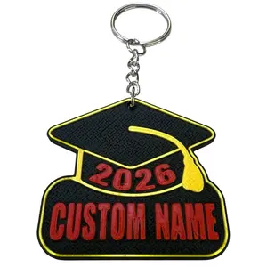Custom Graduation Keychain 2026 Personalized Name Keychain 3D Raised PLA Gift Graduation Cap Keychain
