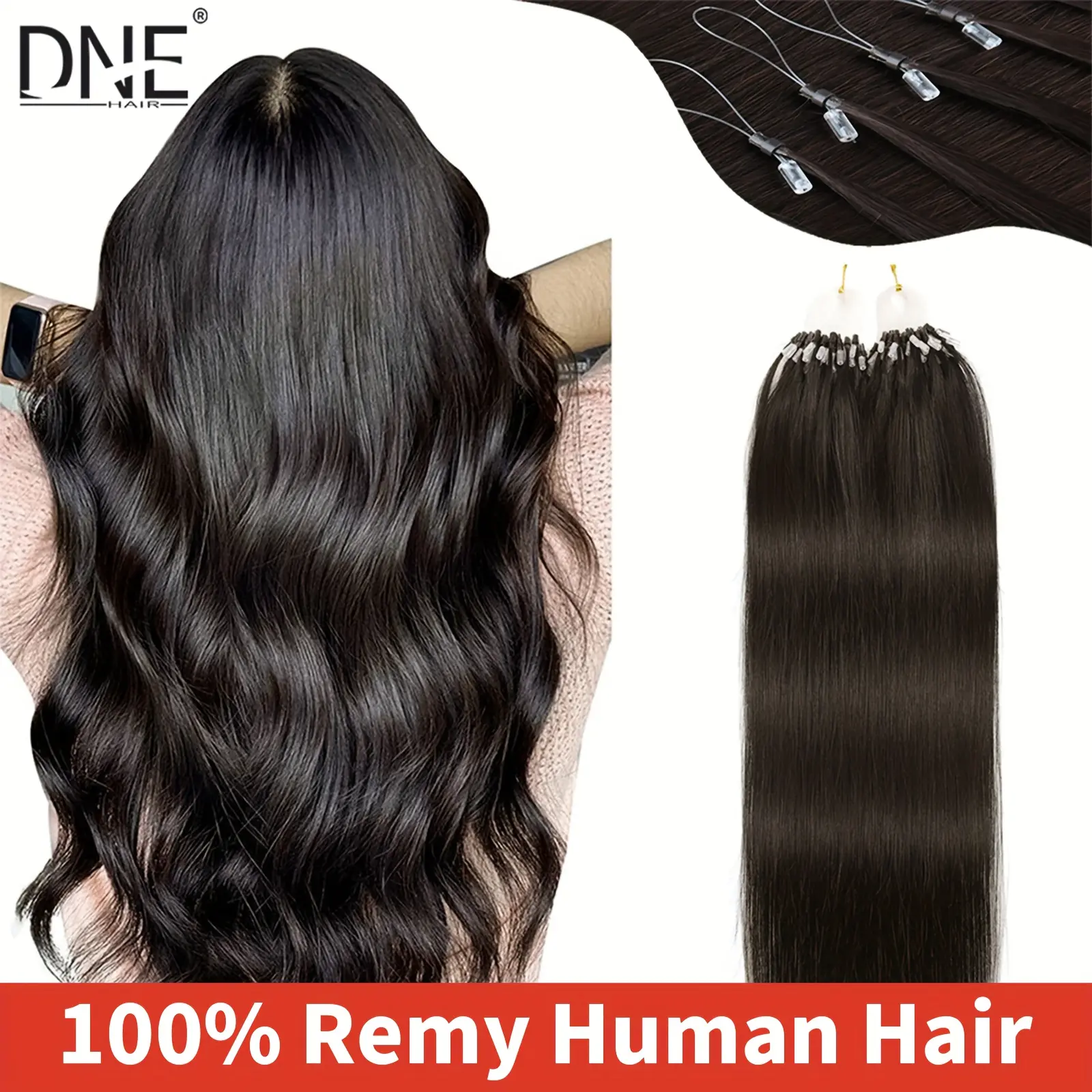 24 Inch Human Hair Micro Loop Extensions 50 Strands Brazilian Remy 24 Inch Human Hair Micro Loop Extensions 50 Strands  main image 3