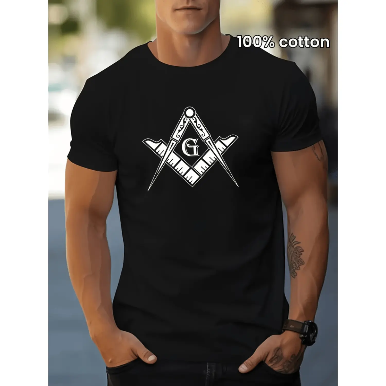[100% Cotton] mens stylish print cotton t shirt crew neck short sleeve casual tee versatile top for spring and summer trendy streetwear fashion 1 pc 100 cotton t shirt white -1