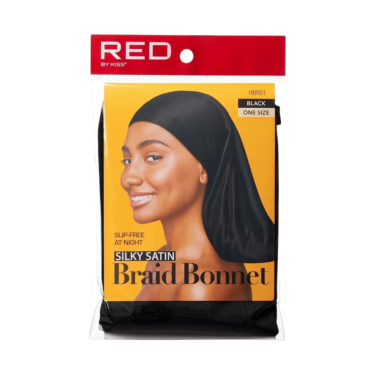 RED Silky Satin Braid Bonnet Black RED Silky Satin Braid Bonnet Black
