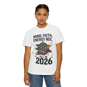 ALL IN 2026 T-Shirt | Mind Faith & Energy Commitment Tee -Fitted Short Sleeve Crew Neck Casual Sacred Geometry Design