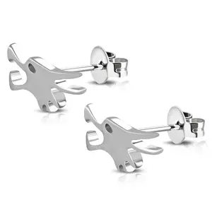 Stainless Steel Howling Winter Wolf Cut-Out Stud Post Earrings