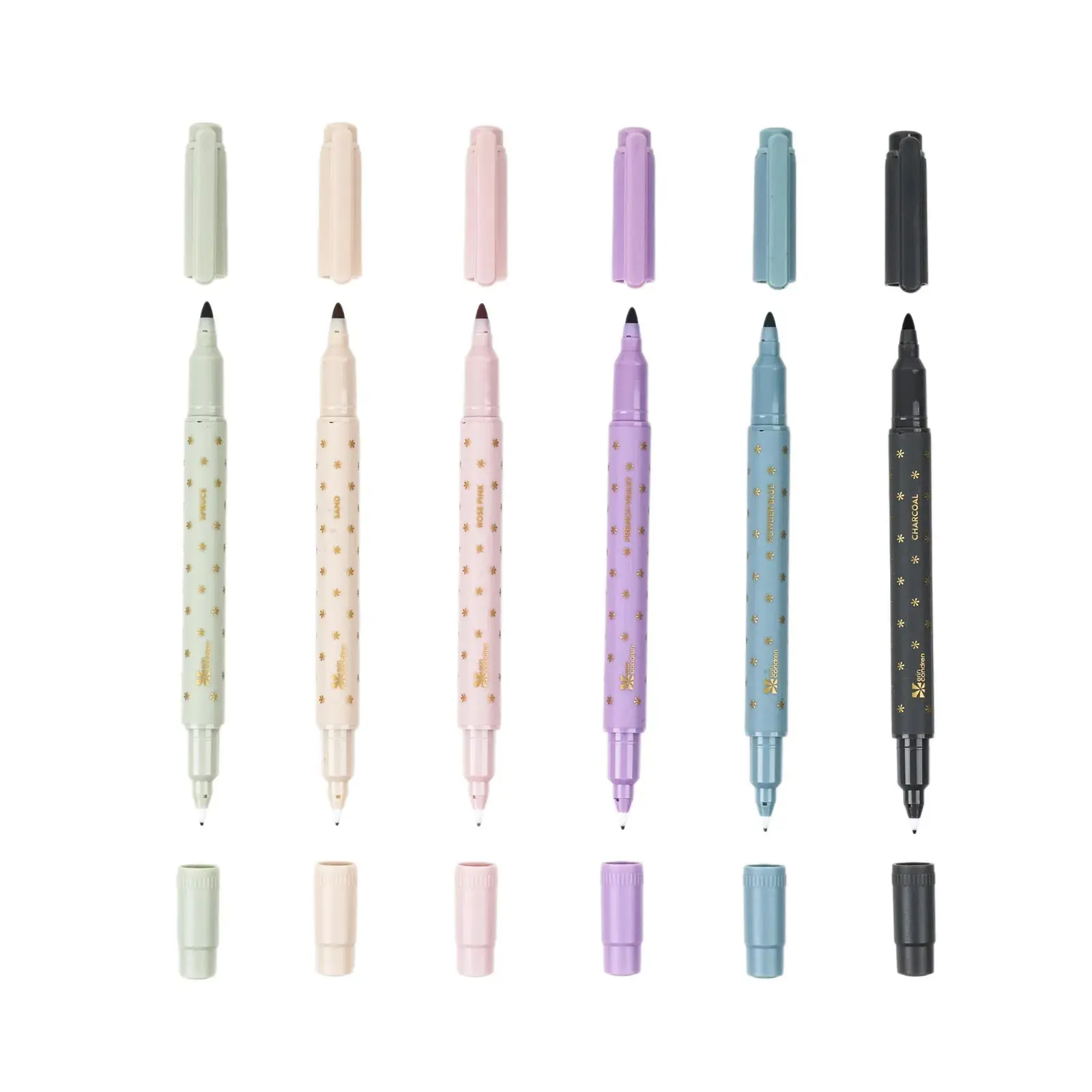 Dual-Tip Markers 6-pack - Asterisk Pastel
