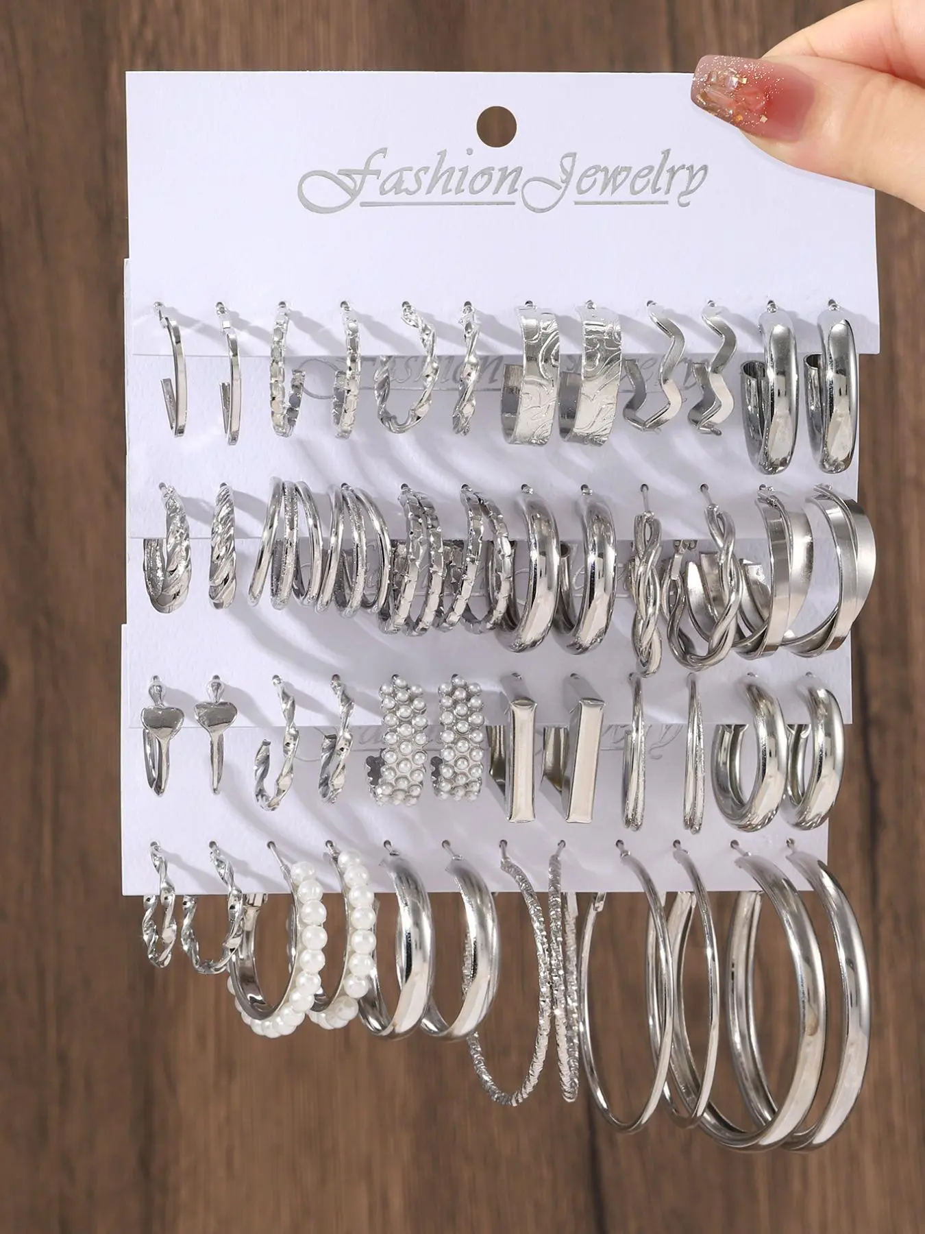 Fashion Punk Twisted Geometric C-shaped Earrings, Studs Earrings, Trendy Faux Pearl Decor Hoop Earrings, Hip-hop Daily Party Jewelry Accessories, High Quality Earrings Set