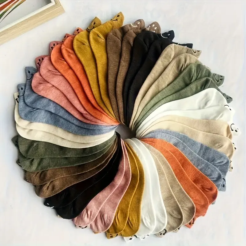 10 Pairs Embroidered Socks, Simple And Comfortable Low-Invisible Socks, Women's Socks, Casual Socks, Multicolored Soft Texture