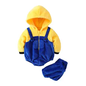 Cute Halloween Animal Costume for Toddler Baby Girl Boy Fuzzy Warm Hooded Romper Funny Cosplay Jumpsuit Outfits
