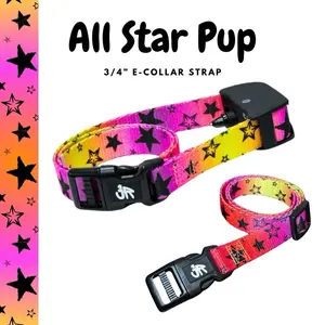 3/4" Replacement E-Collar Strap – Soft, Lightweight Polyester | Adjustable Fit 12"–26" Neck | All Star Pup