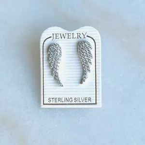 Aretes alas de ángel con zirconias cristalinas. Plata Mexicana 925