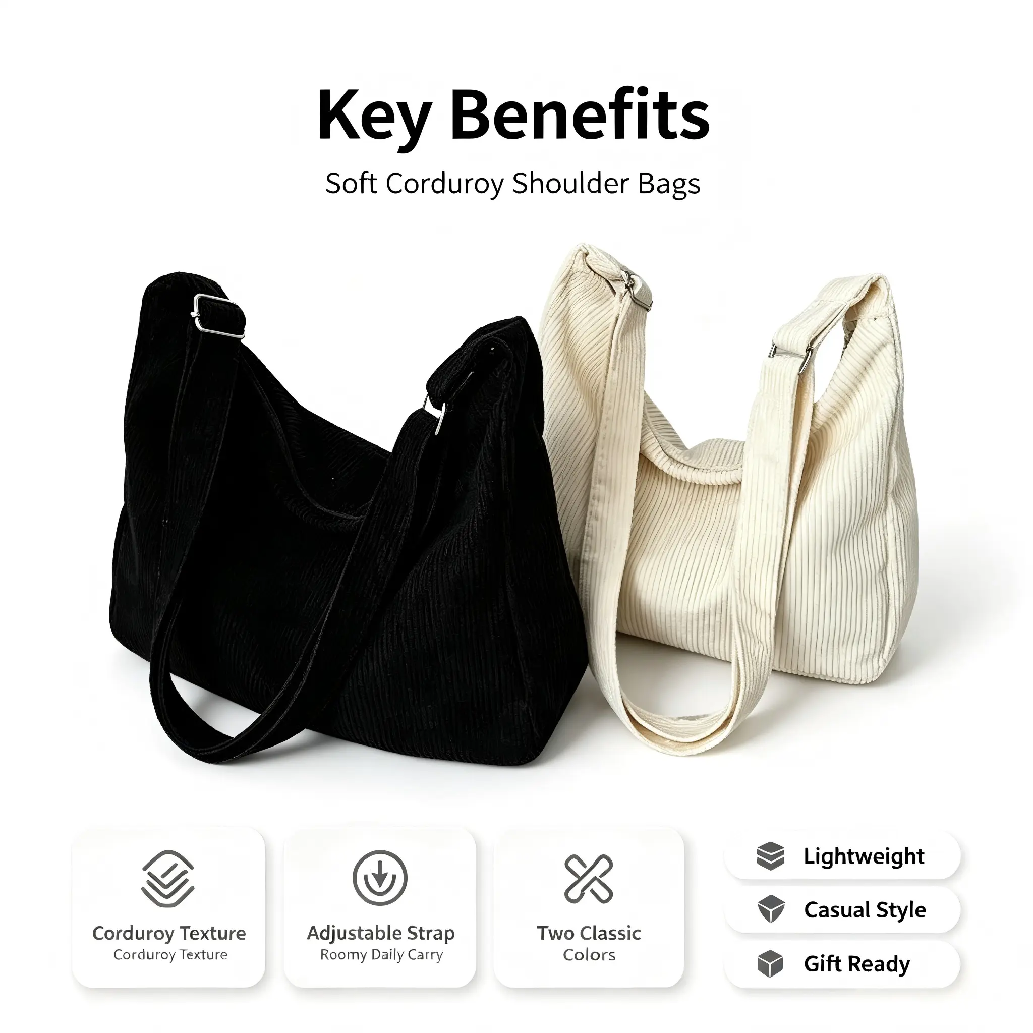Women's Retro Hobo Bag, Chic Solid Corduroy Crossbody Purse with Buckle Flap and a Comfortable, Adjustable Strap Versatile Shoulder Bag Matching Shoulder Bag