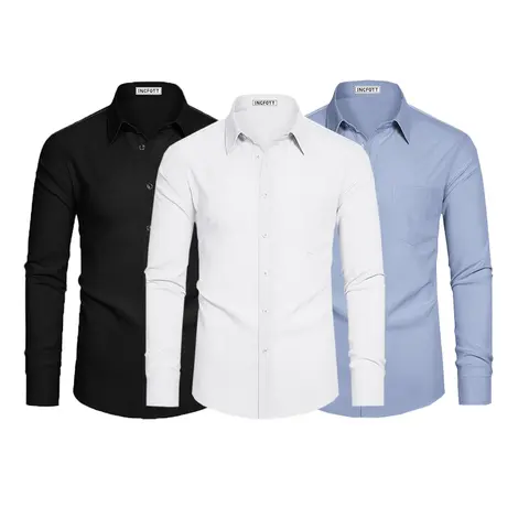 3-Pack Mens Button Down Shirt Casual Oxford Shirts Untucked Dress Shirt for Men Long Sleeve Button Up Shirt with Pocket