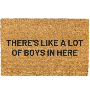 There's like a lot of boys in here doormat, Welcome Mat, Funny Door mat, Boy Mom