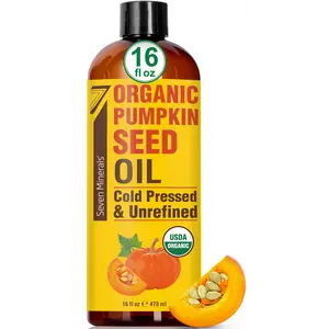 Seven Minerals NEW Pumpkin Seed Oil for Hair Growth, Face, & Body - Big 16oz Bottle - USDA Organic, Cold-Pressed & Hexane Free - Lightweight, Non-Greasy, & Deeply Moisturizing for Scalp, Skin