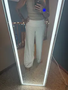 TICTOC - COVE Wide Leg Logo Detail Lounge Pants: HEATHER WHITE