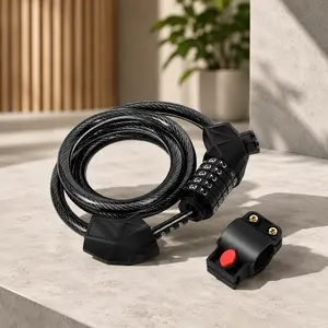 5-Digit Resettable Combination Bike Lock, 4Ft Braided Steel Cable, Weatherproof PVC Cover, Easy Mount Anti-Theft Bicycle Cable Lock