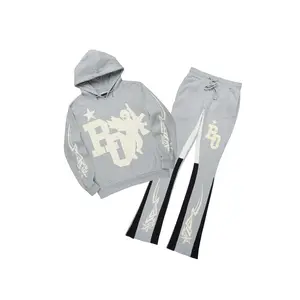 Pluton Heather Grey/Cream Hoodie/Stacked Flare Track Set