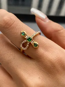 Ladies Ring Zircon Cross Spirit Snake Ring Stainless Steel 18k Gold Plated Waterproof Anti Allergy Classic Retro And Trendy Jewelry Vintage Rings
