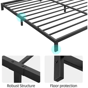Queen Bed Frame, 6-inch Metal Low Platform Bed Frame, Queen Size Bed Frame with Metal Slat Support, Mattress Foundation, No Box Spring Needed, Noiseless Design Robust Structure Floor Protection