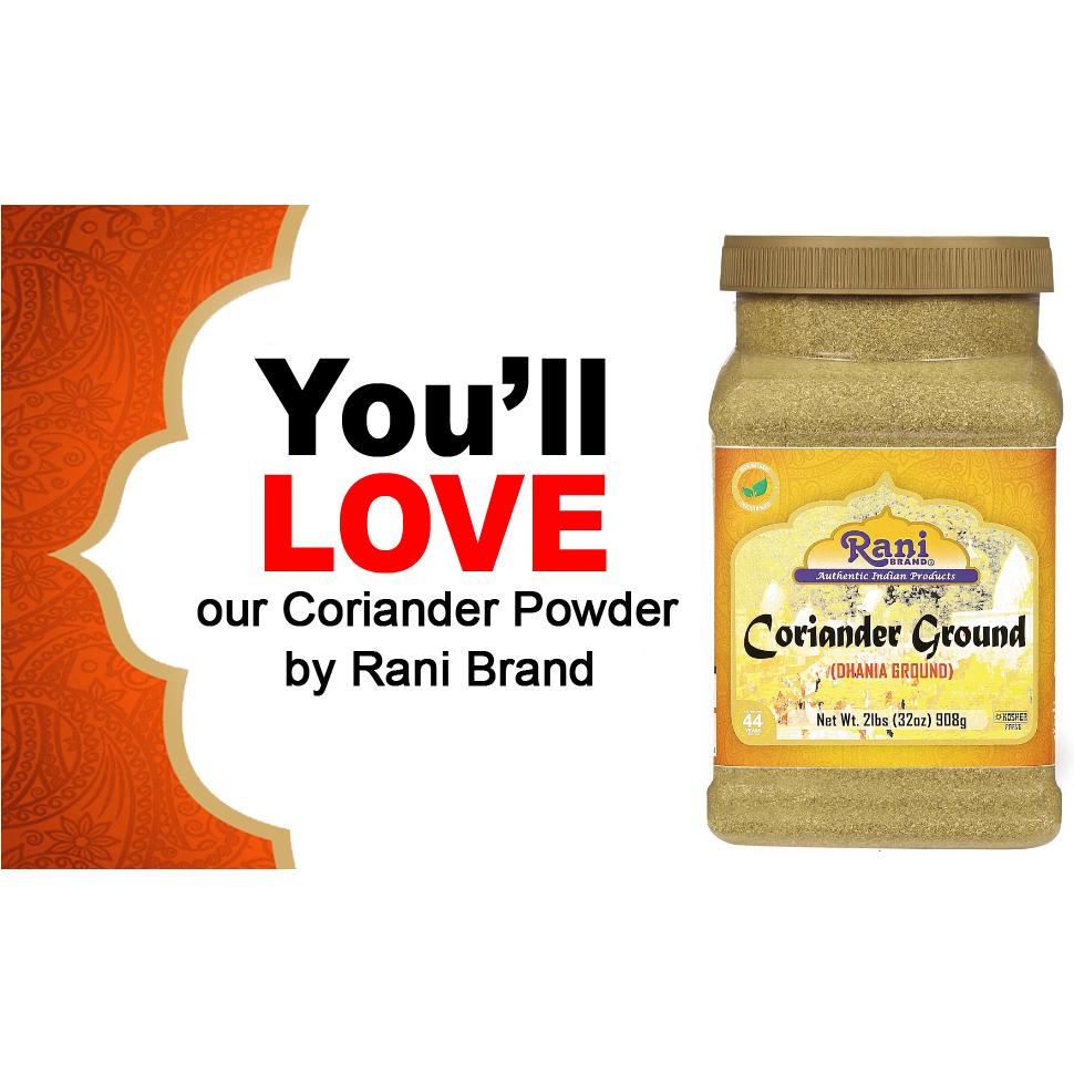 Rani Coriander Ground Powder (Indian Dhania) Spice 32oz (2lb) 908g PET Jar ~ All Natural | Salt-Free | Vegan | No Colors | Gluten Friendly | NON-GMO | Kosher | Indian Origin